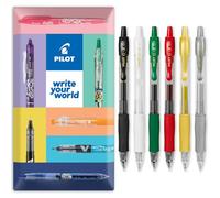 PILOT G-2 Retractable Gel Ink Rollerball Pens - 0.7mm Nib Tip - In Envelope Gift Packaging - Pack Set of 6 - Christmas Colours