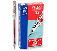 PILOT G-Tec-C Gel Ink Rolling Ball Pens, Ultra Fine Point (04mm), Red Ink, 12-Pack (35493)