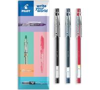 PILOT G-Tec C4 Gel Ink Rollerball Pen - 0.4mm Nib - 0.2mm Line - In Envelope Gift Packaging - Pack of 3 (Black, Blue, Red)