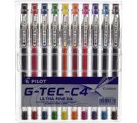 Pilot G - Tec C4 Gel Microtip Rollerball 0.4 mm - Assorted, Pack of 10