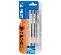 Pilot G - Tec C4 Gel Microtip Rollerball Pen, 0.4 mm Tip - Black, Pack of 3