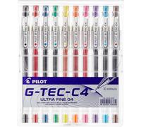 Pilot G-Tec C4 Microtip Ultra Fine 0.4 Gel Rollerball Pen Pack of all 10 colours