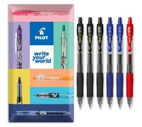 PILOT G2 07 Gel Ink Rollerball Pens 0.7mm, Pack of 6, Black, Blue, Red