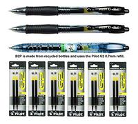 Pilot G2 07 Pen with Refills, 0.7mm Black Gel Ink, 9 Piece Assortment Pack by G&G