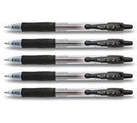 Pilot G2 07 Retractable Gel Rollerball Pen 0.7mm Tip 0.38mm Line Refillable BL-G2-7 Ink Color Black (Set of 5) - Supplied Loose