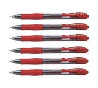 Pilot Pen Gel Ink Rollerball Pens G2 Large Tip 1 mm Pack of 6 Red
