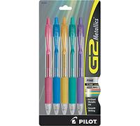 PILOT, G2 Metallics Gel Roller Pens, Fine Point 0.7 mm, Assorted Colors, Pack of 5