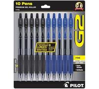 PILOT G2 Premium gel Pens, Fine Point Gel Ink Pen, 0.7 mm, Refillable & Retractable Rolling Ball, 6 Black and 6 Blue pens (Bulk pack of 10 Pens) (14784) (10 Pack, Black & Blue)
