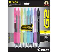 Pilot G2 Premium Gel Pens, Gel Roller Pens, Fine Point 0.7 mm Assorted Colors Pack of 8