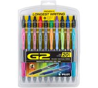 Pilot, G2 Premium Gel Roller Pens, Fine Point 0.7 mm, Assorted Colors, Pack of 20