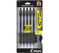 PILOT, G2 Premium Gel Roller Pens, Fine Point 0.7 mm, Black, Pack of 5