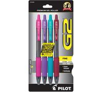 PILOT G2 Premium Refillable and Retractable Rolling Ball Gel Pens Fine Point Purple/Pink/Turquoise/Burgundy Inks 4Pack (31065)