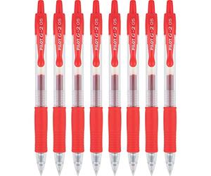 Pilot G2 Premium Refillable & Retractable Rolling Ball Gel Pens, Extra Fine Point, Red, 8-Pack (15313)
