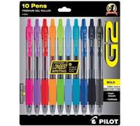 Pilot G2 Premium Retractable Gel-Ink Rolling Ball Pens Bold (1.0 mm) Assorted 10/Pk (15232)