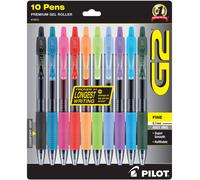 PILOT G2 Premium Retractable Gel-Ink Rolling Ball Pens Fine Point (0.7 mm) Assorted 10/Pk (13513)