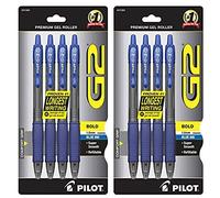 Pilot G2 Retractable Premium Gel Ink Roller Ball Pens Bold Point 4-Pack Blue Ink (31084) 2 Pack
