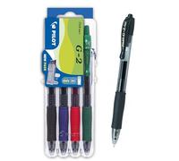 Pilot G-2 Rollerball Pen 0.7 mm Black,Blue,Green,Red Pack of 4