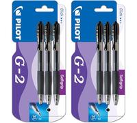PILOT G207 Retractable Gel Rollerball Pen | 0.7mm Medium Nib/Tips | Black Ink | Pack of 6 Pens