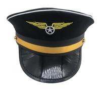 Pilot Hat - Airline Captain Costume Cap, Jets Aviators Dress-Up Headpiece | Flight Crew Party Hat, Aviation Themed Accessory, Co Pilots Uniform Cap For Halloween, Airplane Roleplays, Airline Cosplay E