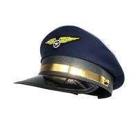 Pilot Hat - Airplane Party Cap, Aviation Hat | Airline Costume Pilot Headwear, Themed Flight Captain Topper for Cosplay Night Outfit, Cabin Crew Prop, Dress, Airport