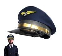 Pilot Hat, Polyester Aviation Costume Cap 22.8in | Adjustable Captain Party Headwear 100g - This Fashionable Airline Themed Accessory Provides Exquisite Styling For Halloween Role Play