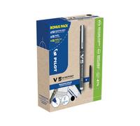 Pilot Hi-Tecpoint V5 Liquid Ink Rollerball Pen Black 10 Pens+30 Refills (Pk 40)
