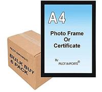 PILOT IMPORTS Box of 6/12 A4 Plain Black Photo Picture Certificate Frame Wall & Desk Mountable (Black ((Box of 12)))