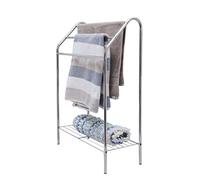 Pilot Imports Chrome Floor Standing Towel Rack Stand Rail with Lower Shelf(Floor Standing Towel Rack)
