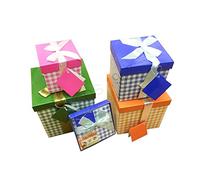 Pilot Imports Pack of 4 Folded Xmas Gift Ribbon Present Birthday Party Jewellery Check Box Case Bag