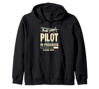 Pilot In Progress Please-Wait Airline Aviation Aircraft Love Zip Hoodie