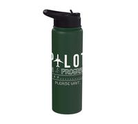 Pilot in Progress Please Wait Funny Aviation Pilot Plane Stainless Steel Insulated Water Bottle