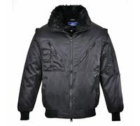 Portwest PJ10 Pilot Jacket Stain Resistant Knitted Cuffs and Hem Way Zip | Black, X Small, UPF 50+, EN 342, Regular Fit, Zip Closure, 2 Chest Pockets, Two-Way Zip, Shower-Proof Finish, Workwear