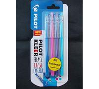 Pilot Kleer Erasable Ballpoint Pens 0.7mm | 4 Pack | Purple Pink Blue & Lt Blue