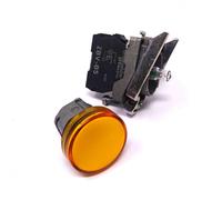 Schneider Electric Harmony XB4 - Pilot Indicator Light, Metal, Plain Lens, Integral LED, IP65 Rated, ATEX Directive, Lugs, Industrial Control, 24 V AC/DC, XB4BVB5EX, Yellow