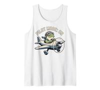 Pilot Mode On, Cute Frog Flying Vintage Airplane Tank Top