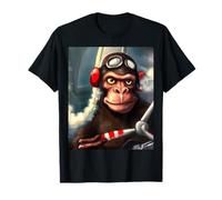 Pilot monkey flying plane pop art plane funny aircraft pilot T-Shirt