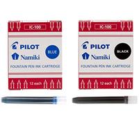 Pilot Namiki IC100 Fountain Pen Ink Cartridge (Pack of 24, Black/Blue)