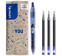 PILOT - Pack of 1 B2P Gel + 3 Refills - Retractable and refillable rollers, made from recycled plastic - Begreen - Blue - Medium Tip