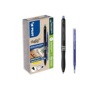 PILOT - Pack of 10 FriXion Ball 07 Plus + 10 Refills - Erasable Pens - Retractable and Refillable Rollerball - Made of Recycled Plastic - Blue - Medium Tip