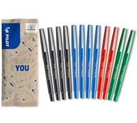 PILOT - Pack of 12 Fineliner Pens - Fine Liquid Ink Felt-Tip Pens - Quick Drying - Black, Blue, Red, Green - Medium Tip