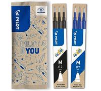 PILOT - Pack of 2 sets of 3 Refills 0,7 - Erasable ink for Frixion - Medium - Assorted Colors, 1 Black, 1 Blue