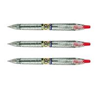 PILOT Pack of 3 B2P Ecoball 10 Retractable Ballpoint Pens, Red