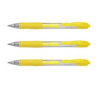 PILOT Pack of 3 G2 07 Neon Gel Ink Rollerball Pens Medium Tip Neon Yellow