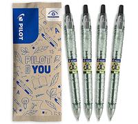 PILOT - Pack of 4 B2P Ecoball 1.0mm - Retractable and refillable ballpoint pen, made from recycled plastic - Begreen - Black - Medium point