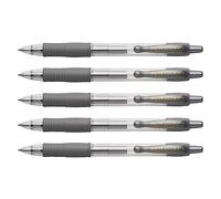 PILOT Pack of 5 G2 07 Metallic Silver Gel Ink Ballpoint Pens