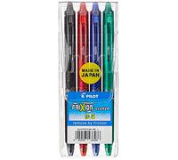 Pilot - Package of 4 Hi-Tecpoint Refillable Erasable Rollerball PENS Medium TIP Red Green Black Blue