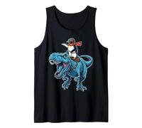 Pilot Penguin Riding Blue Dinosaur Funny Present Idea Tank Top