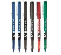 Pilot Pens V5 Pack of 6 Pens (2 Blue 2 Black 1 Red 1 Green)