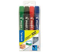 Pilot Permanent Marker 100 Bullet 4.5mm Tip Pack of 4- Black/Red/Green/Blue