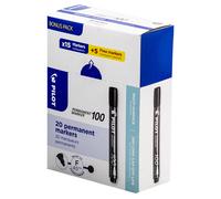 Pilot Permanent Marker 100 Bullet Tip XXL 20 Piece Pack 15+5 FREE Pack 20-Black